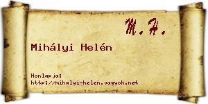 Mihályi Helén névjegykártya